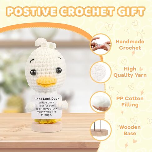Positive Heart Crochet Doll with Base, Emotional Support Love Heart with Positive Card Cure Crocheted Doll, Knitted Dolls Plush Cheer Up Xmas Decor, Birthday Party Gifts for Lovers Friends in Saudi Arabia