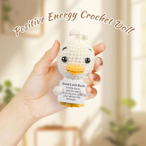 Positive Heart Crochet Doll with Base, Emotional Support Love Heart with Positive Card Cure Crocheted Doll, Knitted Dolls Plush Cheer Up Xmas Decor, Birthday Party Gifts for Lovers Friends in Saudi Arabia
