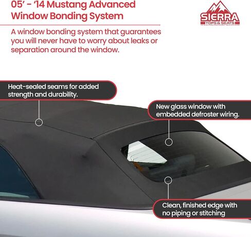 Sierra Auto Tops Replacement Convertible Soft Top with Heated Glass Window, fits Ford Mustang, Shelby, and GT500 Models 2005-2014, Premium Grade Sailcloth Vinyl, Black in Kuwait