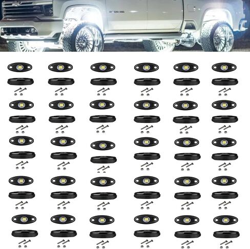 White Rock Light 30pods 6000k أبيض نقي Led Rocks Lights Kit Ip68 مقاوم للماء لـ ATV Rv Utv SUV الطرق الوعرة بيك اب شاحنة جولف قارب سيارة مقطورة درابزين إضاءة تحت التوهج (أبيض) in Kuwait