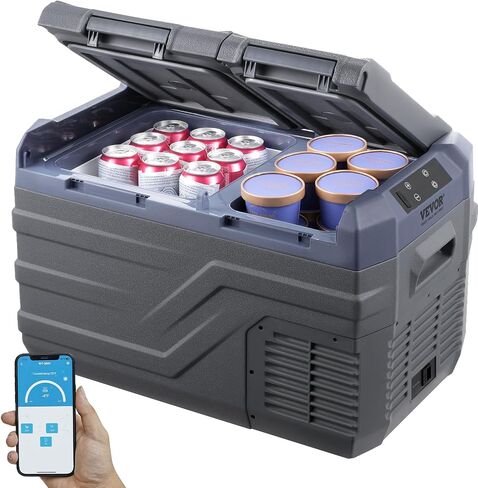 VEVOR Car Refrigerator, 25 L Dual Zone Portable Freezer, 12 Volt Car Refrigerator Fridge, -4℉-68℉ Adjustable Range, 12/24V DC and 100-240V AC Compressor Cooler for Outdoor, Camping, RV in Saudi Arabia