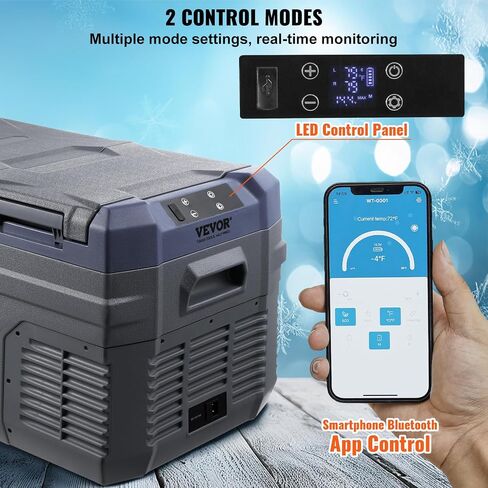 VEVOR Car Refrigerator, 25 L Dual Zone Portable Freezer, 12 Volt Car Refrigerator Fridge, -4℉-68℉ Adjustable Range, 12/24V DC and 100-240V AC Compressor Cooler for Outdoor, Camping, RV in Saudi Arabia
