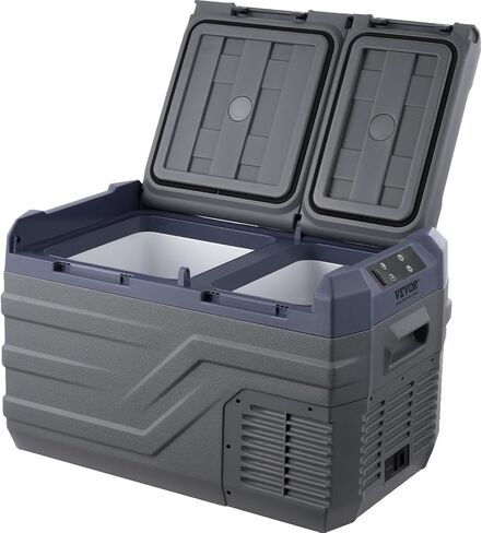 VEVOR Car Refrigerator, 25 L Dual Zone Portable Freezer, 12 Volt Car Refrigerator Fridge, -4℉-68℉ Adjustable Range, 12/24V DC and 100-240V AC Compressor Cooler for Outdoor, Camping, RV in Saudi Arabia