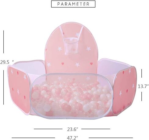 PlayMaty Ball Pool Pit Play Tent with Basketball Hoop for Kids Toddlers Outdoor Indoor Play 4 Ft/120CM (Balls Not Included) (Pink) in Saudi Arabia