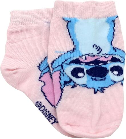 RH/DISNEY Disney Stitch Ankle Socks for Toddler Girls - 10 Pair Pack - Floral Print, Safety Toes Lining, Ribbed Cuffs - 2T-3T, Blue in Saudi Arabia