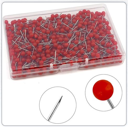 Push Pins,Push Pins for Bulletin Board,Map Pins,Push Pins for Cork Board,Cork Board Pins,Map Push Pins,Map Tacks,Red Push Pins,Decorative Push Pins,Push Pin Map,Push Pins for Wall,1/8 Inch,500 PCS in Kuwait