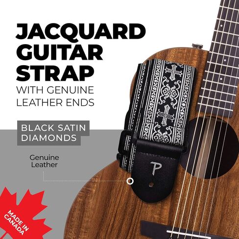 Perri’s Leathers Ltd. - Guitar Strap - Nylon - Jacquard - Mandala - Blue/Orange - Adjustable - For Acoustic/Bass/Electric Guitars - Made in Canada (TWS-7143) in Saudi Arabia