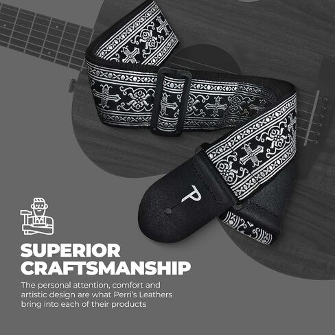 Perri’s Leathers Ltd. - Guitar Strap - Nylon - Jacquard - Mandala - Blue/Orange - Adjustable - For Acoustic/Bass/Electric Guitars - Made in Canada (TWS-7143) in Saudi Arabia