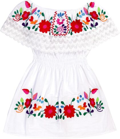 YZXDORWJ Mexican Dress for Girls Embroidered Cinco de Mayo Dress Kids Fiesta Floral Vestidos Girl's Traditional Dress in Kuwait