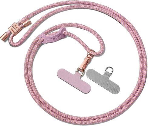 SURPHY Phone Lanyard Crossbody, Phone Strap Crossbody with 2 Tether Tabs | Adjustable Cell Phone Lanyard, Anti Theft Phone Strap, Premium Metal Buckles, Universal Lanyard for Travel, Black in Kuwait