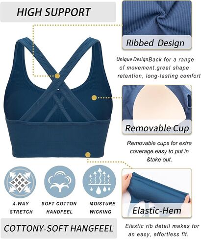 RUNNING GIRL Sports Bra for Women High Support, Criss-Cross Back Padded Strappy Sports Bras Yoga Bra with Removable Cups in Kuwait