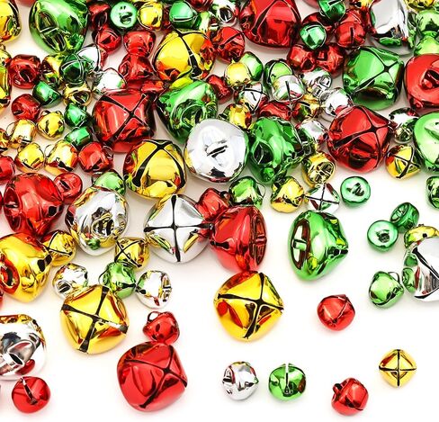 120 Pcs Jingle Bells for Crafts Christmas Jingle Bells, Multicolored Bulk Sound Craft Bells for Christmas Festival Decorations DIY Project(0.3inch, 0.5inch) in Kuwait