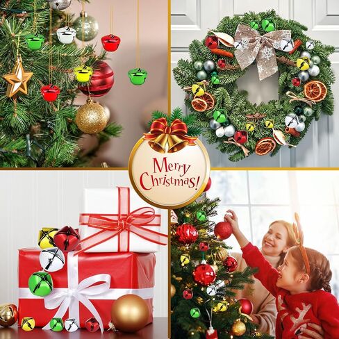 120 Pcs Jingle Bells for Crafts Christmas Jingle Bells, Multicolored Bulk Sound Craft Bells for Christmas Festival Decorations DIY Project(0.3inch, 0.5inch) in Kuwait