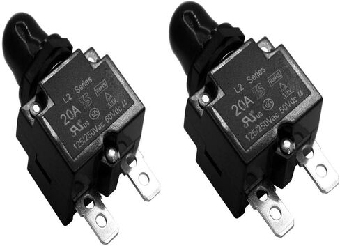 ZOOKOTO 2PCS 5A DC50V AC125-250V Push Button Reset Circuit Breakers with Quick Connect Terminals and Waterproof Button Black Cap in Saudi Arabia