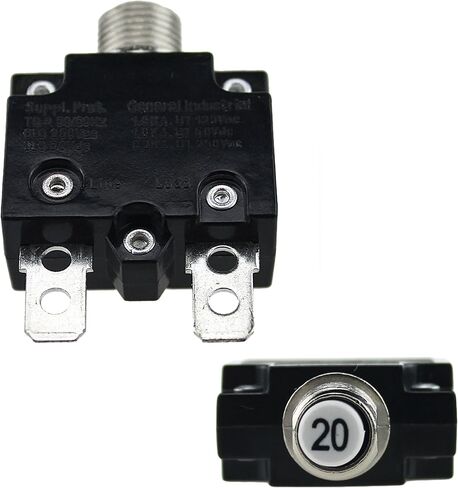 ZOOKOTO 2PCS 5A DC50V AC125-250V Push Button Reset Circuit Breakers with Quick Connect Terminals and Waterproof Button Black Cap in Saudi Arabia