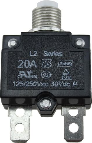 ZOOKOTO 2PCS 5A DC50V AC125-250V Push Button Reset Circuit Breakers with Quick Connect Terminals and Waterproof Button Black Cap in Saudi Arabia