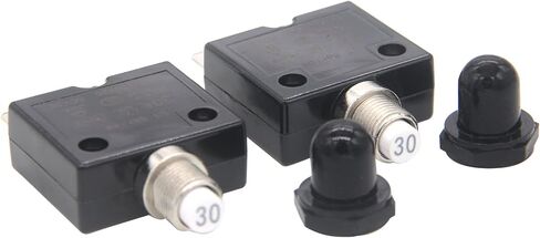 ZOOKOTO 2PCS 5A DC50V AC125-250V Push Button Reset Circuit Breakers with Quick Connect Terminals and Waterproof Button Black Cap in Saudi Arabia