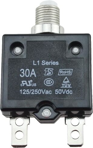 ZOOKOTO 2PCS 5A DC50V AC125-250V Push Button Reset Circuit Breakers with Quick Connect Terminals and Waterproof Button Black Cap in Saudi Arabia