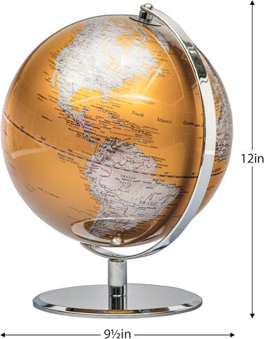 Torre & Tagus Black and Gold Globe for Adults - 8" Rotating Earth Globe Decor on Stand For Home Decor, Office Decoration Desk Globe For Office & Earth Spinning Globe Map Of The World (Black Globe) in Saudi Arabia