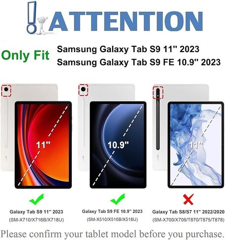 حافظة لوحة مفاتيح لهاتف سامسونج جالاكسي تاب S9 FE 10.9 بوصة/ S9 11 بوصة 2023، حافظة مع لوحة مفاتيح لهاتف سامسونج S9 FE مع حامل قلم S، لوحة مفاتيح بلوتوث لاسلكية قابلة للفصل لجهاز جالاكسي S9 11 بوصة إيقاظ/غفو تلقائي، أزرق in Kuwait