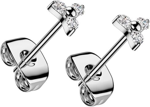 20GA ASTM F-136 Implant Grade Titanium Triple CZ Crystal Triangle Stud Earrings, Sold as a Pair in Saudi Arabia
