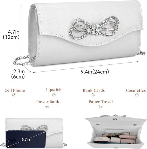 Gets Women Evening Bag Rhinestone Bow Clutch Purse for Women Party Wedding Prom Cocktail Formal Flap Handbags in Kuwait