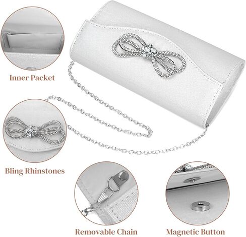 Gets Women Evening Bag Rhinestone Bow Clutch Purse for Women Party Wedding Prom Cocktail Formal Flap Handbags in Kuwait
