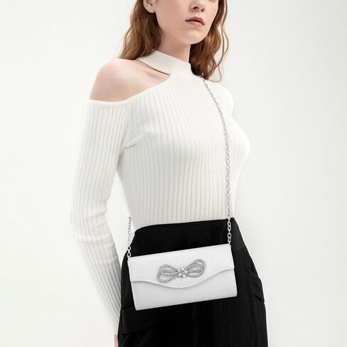 Gets Women Evening Bag Rhinestone Bow Clutch Purse for Women Party Wedding Prom Cocktail Formal Flap Handbags in Kuwait