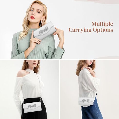 Gets Women Evening Bag Rhinestone Bow Clutch Purse for Women Party Wedding Prom Cocktail Formal Flap Handbags in Kuwait