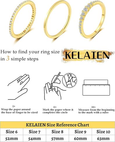 Stackable Gold Silver Rings for Women Non Tarnish Thin Ring Set Cubic Zirconia Thumb Pinky Rings 14K Gold Plated Eternity Band Rings Cute Dainty Jewelry Gift Size 6-10 in Kuwait