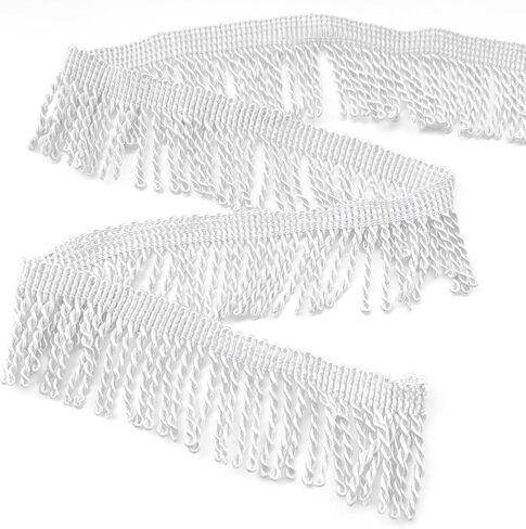 10 Yards Fringe Trim, 2.5 Inch Wide Curtain Fringe, Sewing Fringe Trim for Curtain Sofa Clothes Crafts(White) in Saudi Arabia