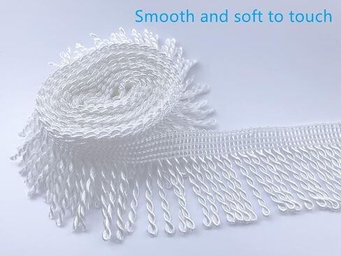 10 Yards Fringe Trim, 2.5 Inch Wide Curtain Fringe, Sewing Fringe Trim for Curtain Sofa Clothes Crafts(White) in Saudi Arabia