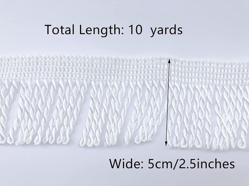 10 Yards Fringe Trim, 2.5 Inch Wide Curtain Fringe, Sewing Fringe Trim for Curtain Sofa Clothes Crafts(White) in Saudi Arabia
