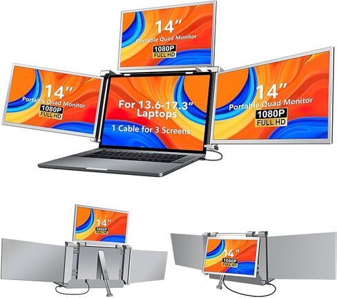 شاشة محمولة 15.6 بوصة 1080 بكسل USB-C HDMI شاشة سفر رفيعة للغاية مع مسند، لأجهزة الكمبيوتر المحمول والكمبيوتر الشخصي وهواتف Mac وPS وXbox وSwich IPS رفيعة للغاية بدون إطار شاشة ألعاب in Kuwait