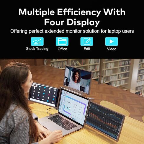 شاشة محمولة 15.6 بوصة 1080 بكسل USB-C HDMI شاشة سفر رفيعة للغاية مع مسند، لأجهزة الكمبيوتر المحمول والكمبيوتر الشخصي وهواتف Mac وPS وXbox وSwich IPS رفيعة للغاية بدون إطار شاشة ألعاب in Kuwait