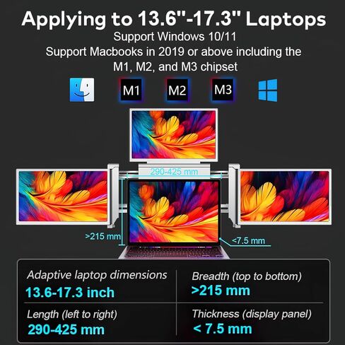 شاشة محمولة 15.6 بوصة 1080 بكسل USB-C HDMI شاشة سفر رفيعة للغاية مع مسند، لأجهزة الكمبيوتر المحمول والكمبيوتر الشخصي وهواتف Mac وPS وXbox وSwich IPS رفيعة للغاية بدون إطار شاشة ألعاب in Kuwait