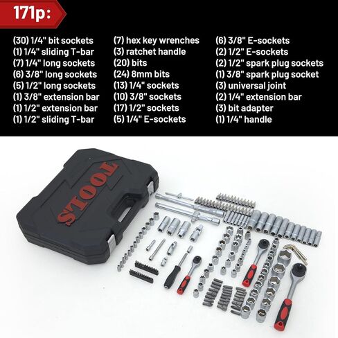 Ultimate Sockets Set Comprehensive Hand Tool Set Perfect for Home Essentials College Dorm Car Emergency Kit Ideal Apartment Essentials & Men’s Tools Gift in Kuwait