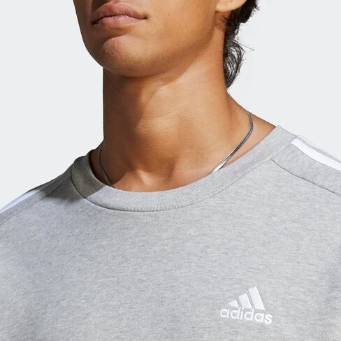 adidas Men's Essentials French Terry 3-Stripes Sweatshirt in Saudi Arabia