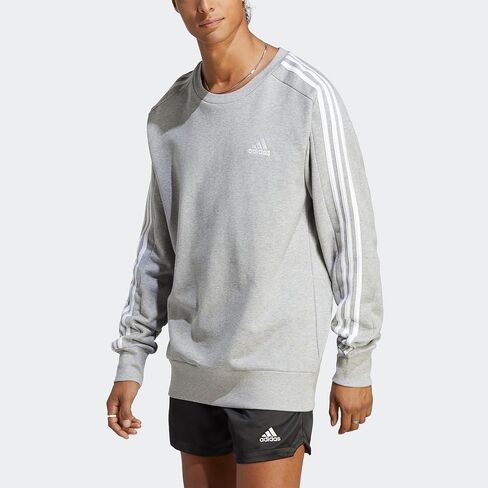 adidas Men's Essentials French Terry 3-Stripes Sweatshirt in Saudi Arabia