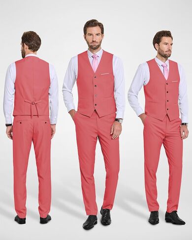 MrSure Men's 2-Piece Suit, Vest Pants Set for Men, Casual Waistcoat with Tie for Prom Wedding Homecoming in Kuwait