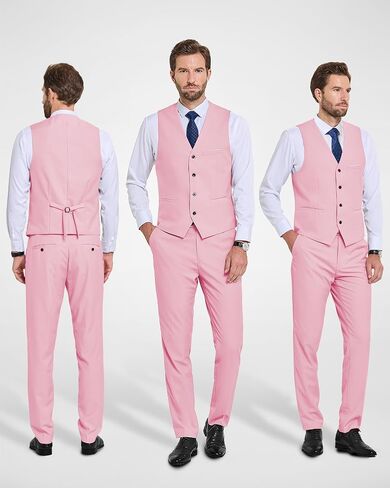MrSure Men's 2-Piece Suit, Vest Pants Set for Men, Casual Waistcoat with Tie for Prom Wedding Homecoming in Kuwait