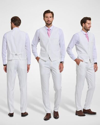 MrSure Men's 2-Piece Suit, Vest Pants Set for Men, Casual Waistcoat with Tie for Prom Wedding Homecoming in Kuwait