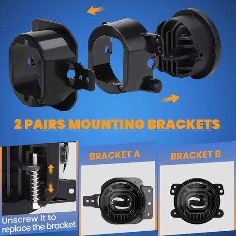 4 Inch Round LED Fog Lights for 2018-2024 Jeep Wrangler JL JLU & Jeep Gladiator JT, 60W White Amber Fog Lamps with 2 Pair Mounting Brackets, Front Bumper Off-road Fog Light for Jeep Accessories in Saudi Arabia