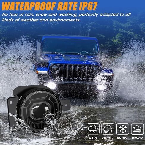 4 Inch Round LED Fog Lights for 2018-2024 Jeep Wrangler JL JLU & Jeep Gladiator JT, 60W White Amber Fog Lamps with 2 Pair Mounting Brackets, Front Bumper Off-road Fog Light for Jeep Accessories in Saudi Arabia