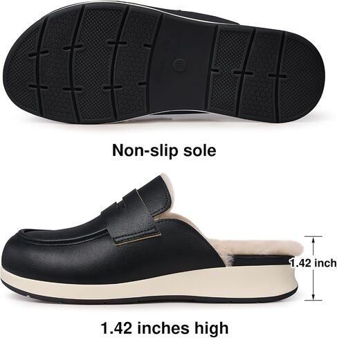 TEMOFON Clogs for Women Slip on Mules: Fur Lined Closed Toe Clogs - Winter Woman Flats Mules Shoes in Saudi Arabia
