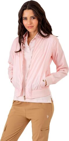 U.S. Polo Assn. Women Baseball Collar Bomber Jacket W/Snap Pockets in Saudi Arabia