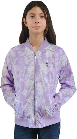 U.S. Polo Assn. Women Baseball Collar Bomber Jacket W/Snap Pockets in Saudi Arabia