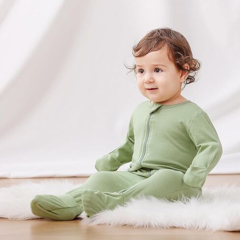 BeiVSlley Baby Boy Girl Romper Onesie Cotton Long Sleeve Zipper Bebé Jumpsuit Infant Solid Stripe One-Piece Outfits Clothes in Saudi Arabia