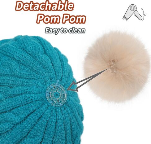 ZLYC Kids Girls Boys Winter Hats Cotton Lined Pom Pom Beanie Earflap Knitted Cap in Kuwait