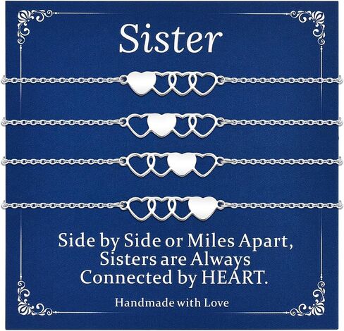 2/3/4 PCS Best Friend Sister Bracelet Heart Matching Friendship Distance Bracelets for Women BFF Bestie Daughter Niece Birthday Gifts in Kuwait